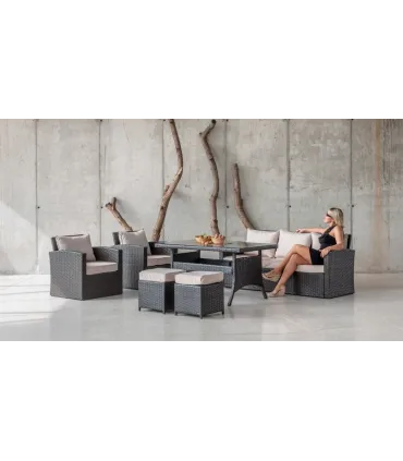 HEVEA SOFA SET HUITEX BROWN AUSTIN 30.1 SOFA 3 LUG 2 SOFA 1 LUG TABLE