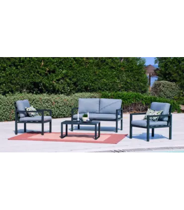 HEVEA SET MANDALAY-8 ALUM CINZA (2 ACENTOS, 1 SOFA 3 LUG, 1 MESA CENTRO)