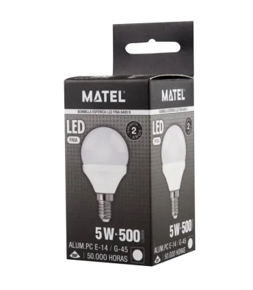 LAMPADA LED ESFERICA ALUM. E14 5W FRIA