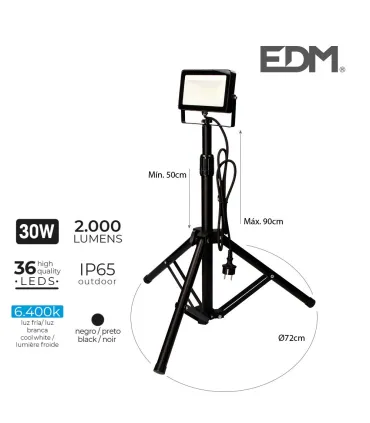 PROJECTOR LED NEGRO 30W FRIA