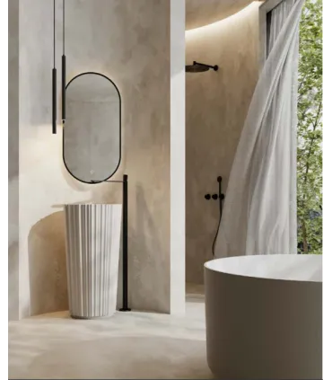 SHOWERBOX ESPELHO LED OVAL 50X90 MOLDURA NEGRA RETROILUM.