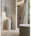 CABINE DE DOUCHE AVEC MIROIR LED OVAL 50X90, CADRE NOIR, ÉCLAIRAGE ARRIÈRE.