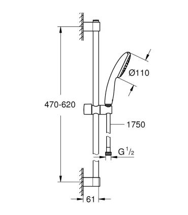 GROHE CONJUNTO RAMPA DUCHE 1 JATO TEMPESTA 110