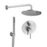 CYLINDRICAL FLUSH-MOUNT KIT WITH 2 SHOWER OUTLETS, STAINLESS STEEL