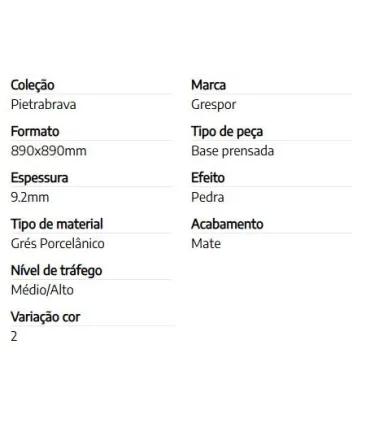 PAVIGRES PAVIM. PIETRABRAVA ARGENTO M88864RT 89X89 (0.79 M2/CX) 1º