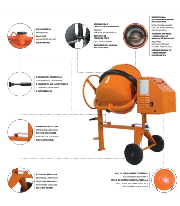 BETONEIRA BP200 C/MOTOR ELECT. 0.75 CV REF: 9534
