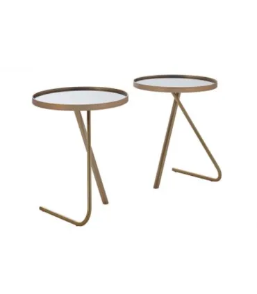 MHR NUBE MESA D.45 ESTRUTURA GOLD MATTE /VIDRO PRETO